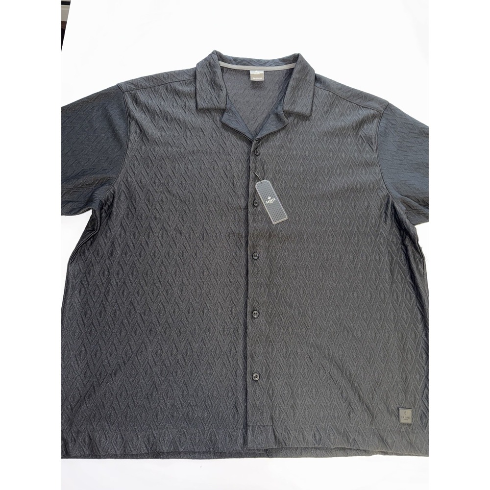Saints Studio Men 3XL Black Textured Diamond Button Shirt Geometric Heavy NWT